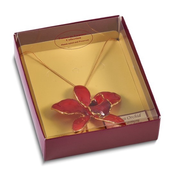 Lacquer Dipped Cattleya Orchid Pendant Necklace - Picture 9 of 10